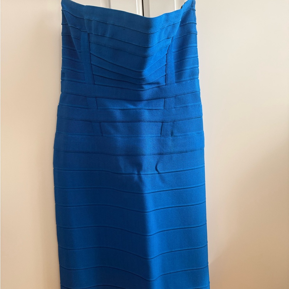 Strapless Royal Blue Herve Leger Mini Dress